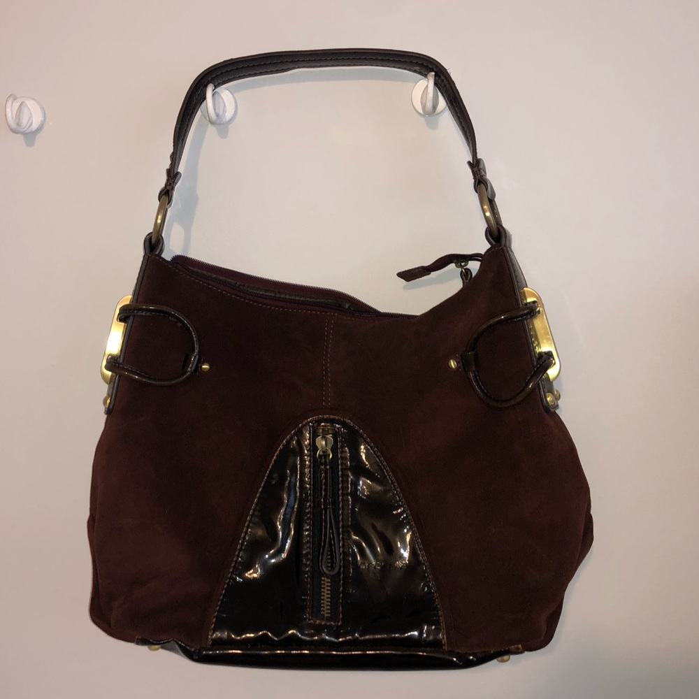BNWOT Cromea suede and patent leather hobo purse